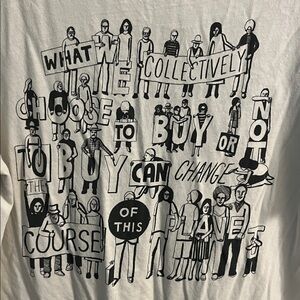 GAP Red Cream Graphic Tee GM 2009 Geoff Mcfetridge planet L